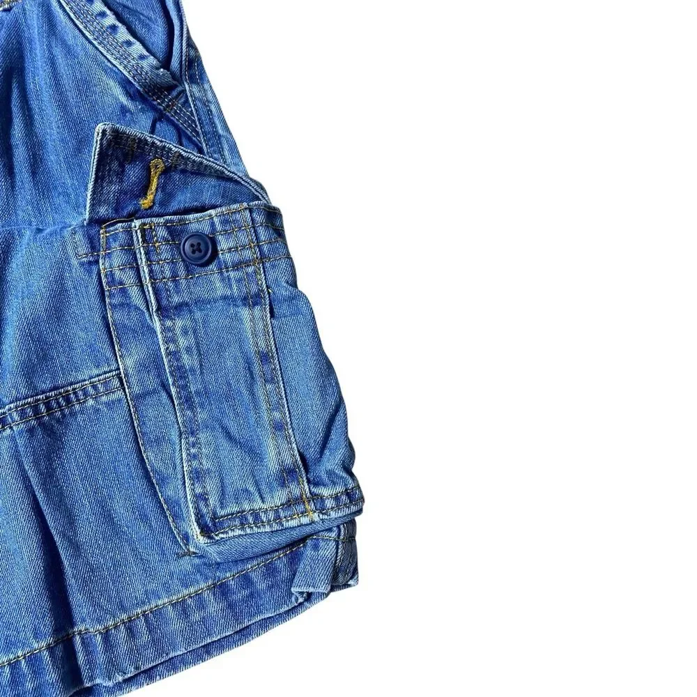 Vintage 90s Jean Cargo Shorts Boys Size 7/ 22'' Waist Blue Baggy Skater Hip Hop